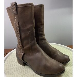 UGG Women's Brown Leather Equestrian Riding Boots Mid-Calf Sheepskin Insole Sz 9